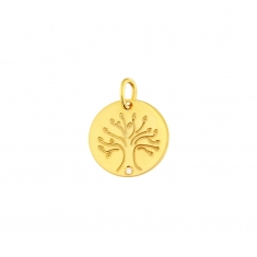 Médaille arbre de vie orné d'un diamant HSI 0,011ct, Or 750/1000