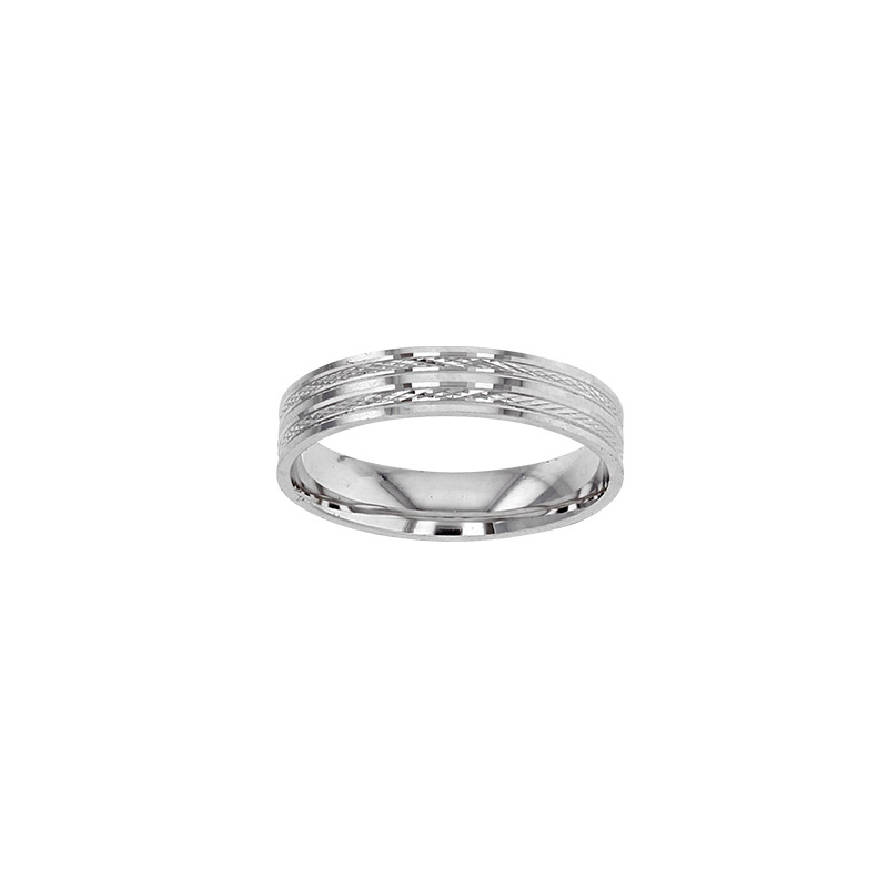 Alliance aspect diamanté 4mm, Or blanc 750/1000