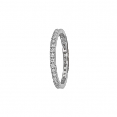 Alliance en argent rhodié 925/1000 avec oxydes de zirconium