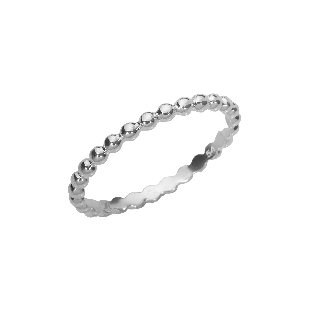 Alliance fantaisie forme petites boules en argent 925/1000 rhodié