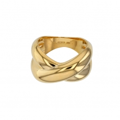Bague 2 rangs entrelacés, argent 925/1000 doré