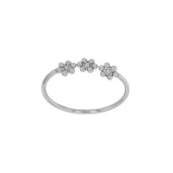 Bague 3 fleurs en boules, argent 925/1000 rhodié