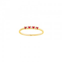 Bague 4 Émeraudes 1,5mm et 3 diamants 0,06ct GVS sertis griffes, Or 750/1000