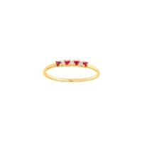 Bague 4 Rubis 1,5mm et 3 diamants 0,06ct GVS sertis griffes, Or 750/1000