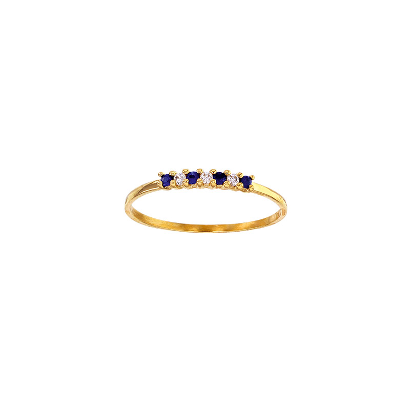 Bague 4 Émeraudes 1,5mm et 3 diamants 0,06ct GVS sertis griffes, Or 750/1000