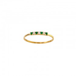 Bague 4 Émeraudes 1,5mm et 3 diamants 0,06ct GVS sertis griffes, Or 750/1000