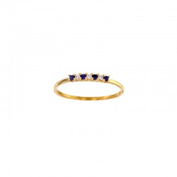 Bague 4 Émeraudes 1,5mm et 3 diamants 0,06ct GVS sertis griffes, Or 750/1000