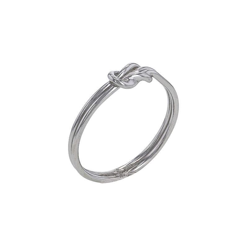 Bague à 2 fils motif noeud en argent 925/1000 rhodié