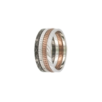 Bague acier 4 anneaux tricolores