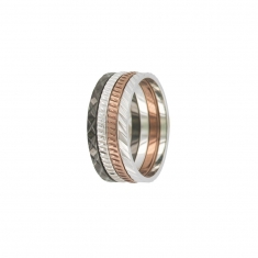 Bague acier 4 anneaux tricolores