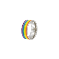 Bague acier Arc-en-ciel