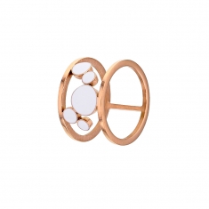Bague acier avec cascade de ronds émaillés blancs et noirs accolés