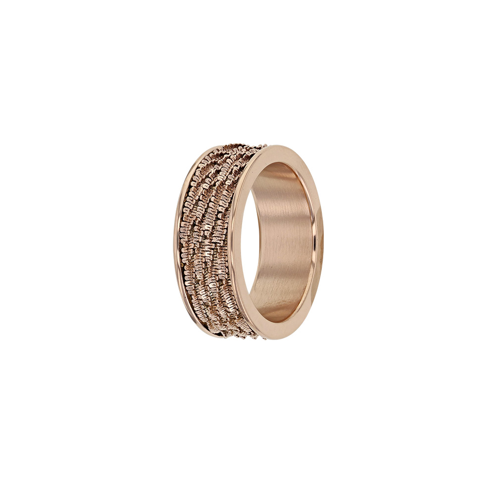 Bague acier avec motif maille