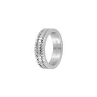 Bague acier avec motifs striés et câble