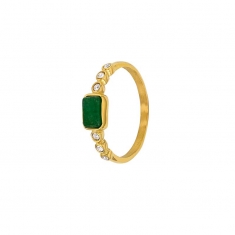 Bague Acier cristaux blancs et pierre synthétique couleur aigue-marine