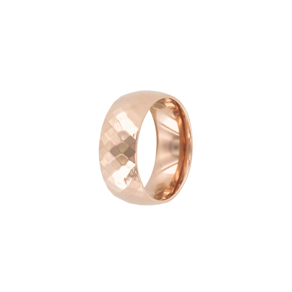 Bague acier doré-rose à facettes