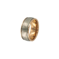 Bague acier et doré rose satiné