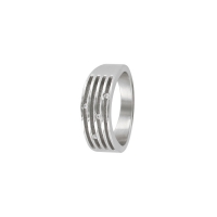 Bague acier et pierres synthétiques