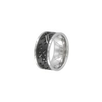Bague acier et stries noires brillantes