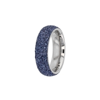 Bague acier large pailletée bleu