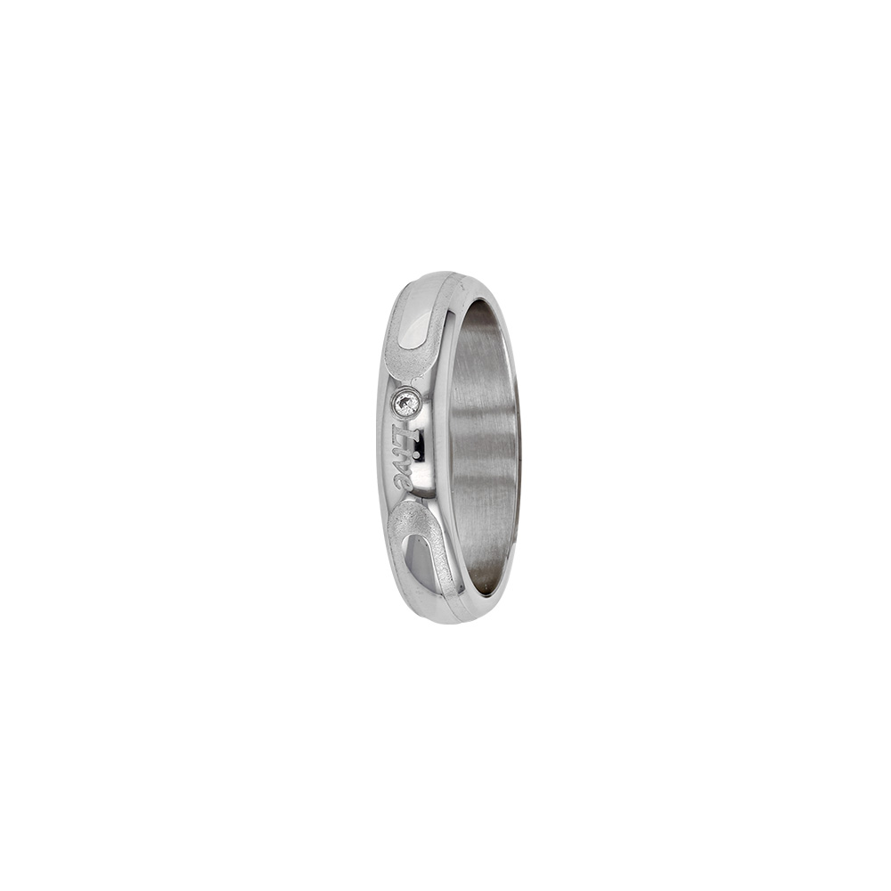 Bague acier Love avec oxydes de zirconium