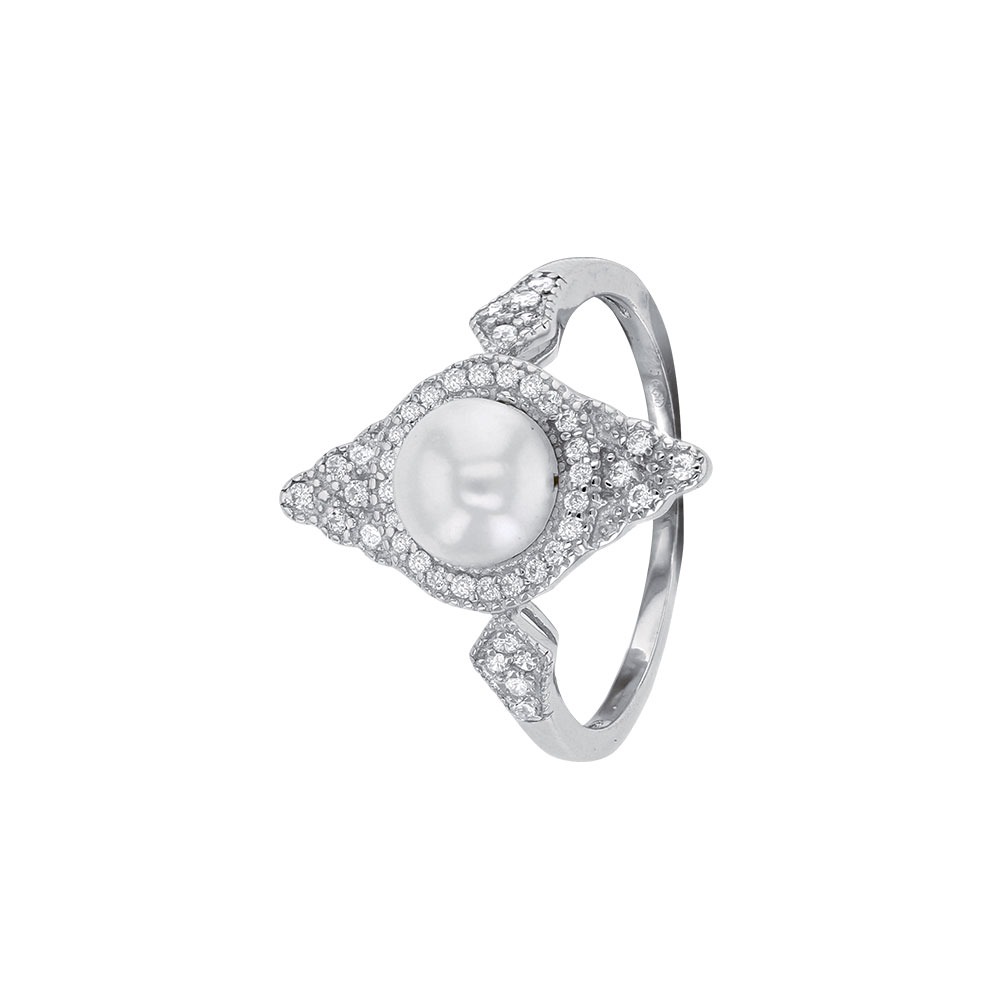 Bague amande Perle de culture d'eau douce et oxydes