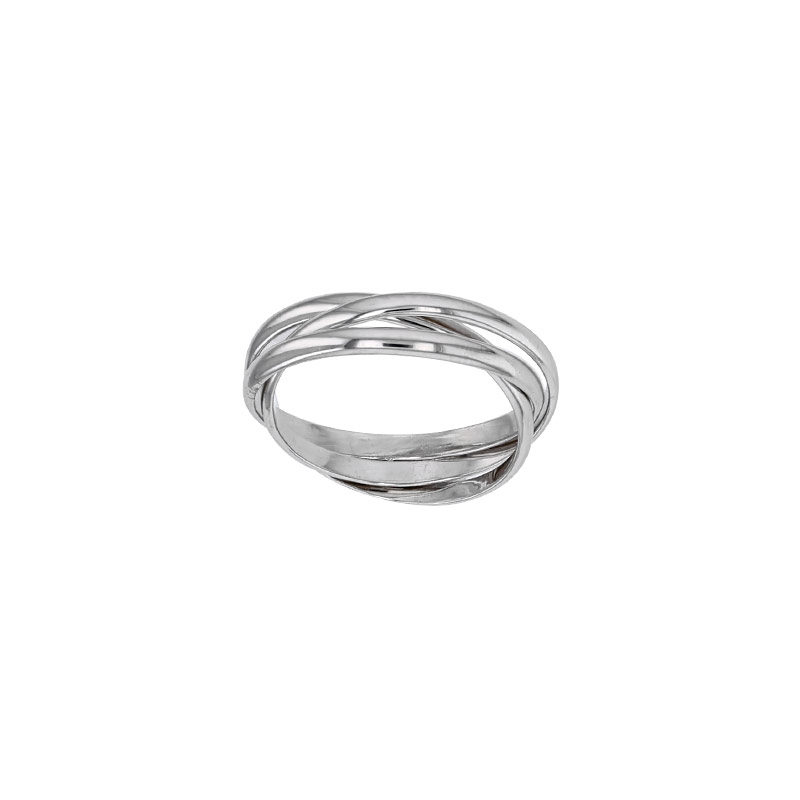 Bague 3 anneaux entrelacés, argent 92/1000 rhodié