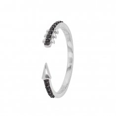 Bague argent 925/1000 rhodié avec oxyde de zirconium noir - flèche