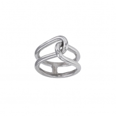 Bague argent rhodié 925/1000 de forme cadenas