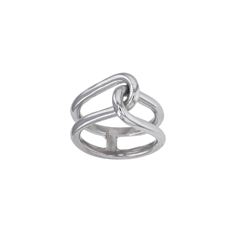 Bague argent rhodié 925/1000 de forme cadenas