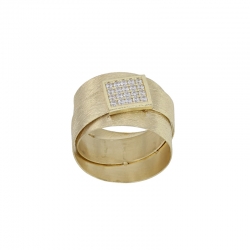 Bague aspect brossé avec oxydes en argent 925/1000 doré