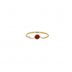 Bague avec chaînette ornée d'une pierre Lapis-lazuli traité, acier