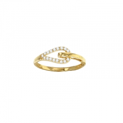 Bague avec deux boucles entrelacées en plaqué or et oxydes de zirconium