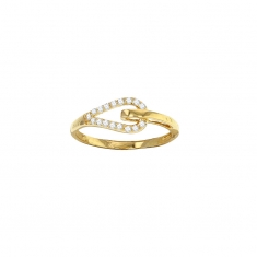 Bague avec deux boucles entrelacées en plaqué or et oxydes de zirconium