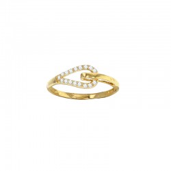Bague avec deux boucles entrelacées en plaqué or et oxydes de zirconium
