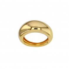 Bague bombée aspect lisse, argent 925/1000 doré
