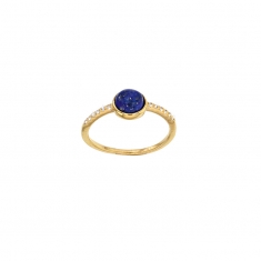 Bague cabochon Lapis-lazuli en plaqué or et oxyde de zirconium