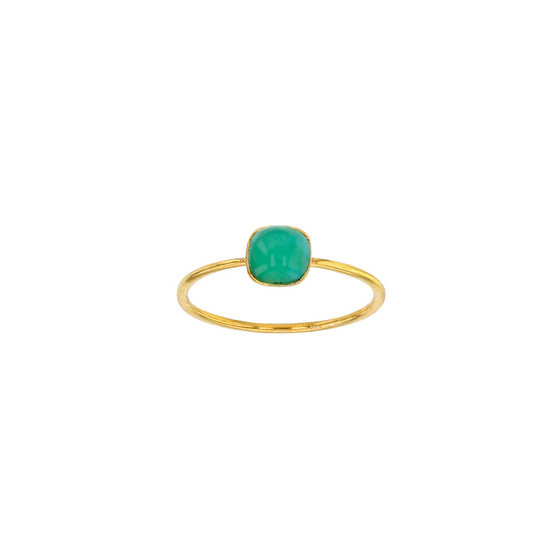 Bague Chrysoprase bombée, Or 750/1000