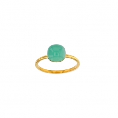 Bague Chrysoprase bombée, Or 750/1000