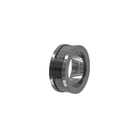 Bague ciselée en acier gun et onyx