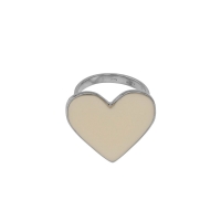 Bague coeur en émail noir, argent 925/1000 platiné