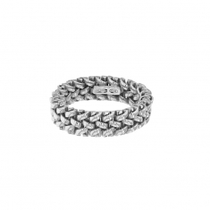 Bague collection URBAN avec petite maille tressée 2 fils en argent 925/1000 rhodié