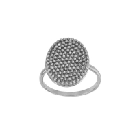 Bague collection URBAN ovale perlée en argent 925/1000 rhodié