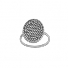 Bague collection URBAN ovale perlée en argent 925/1000 rhodié