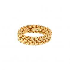 Bague collection URBAN petite maille tressée 2 fils en argent 925/1000 doré
