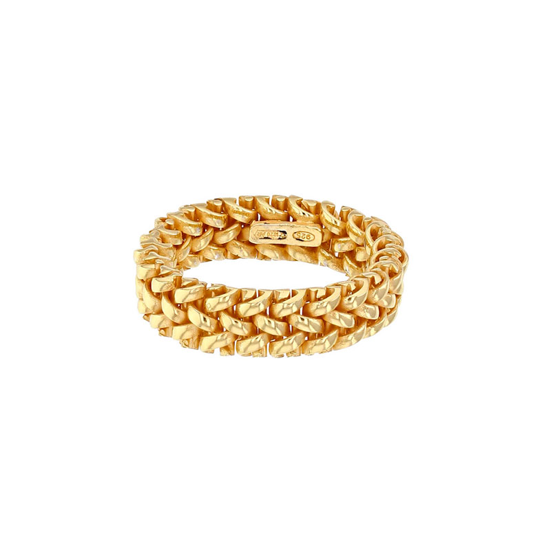 Bague collection URBAN petite maille tressée 2 fils en argent 925/1000 doré