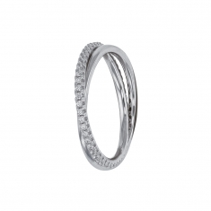 Bague croisée en argent 925/1000 rhodié avec 1 rang d'oxydes