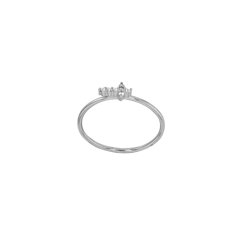 Bague croix avec oxydes, argent 925/1000 rhodié