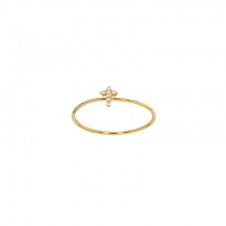 Bague croix sertie d'oxydes, Plaqué or