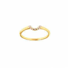 Bague d'entourage sertie de 7 diamants HSI 0,04ct, Or 750/1000